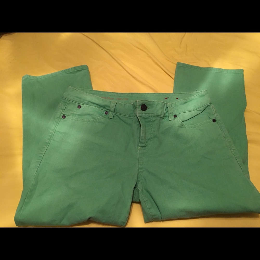 Talbots Sz 10p green stretch capris